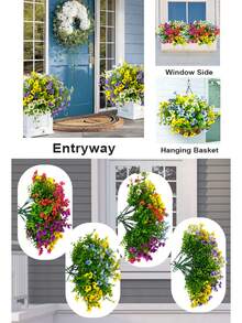 3/4/6/8/12 Bunches Realistic Tricolor Violet Artificial Flowers - UV Resistant Durable Stems Suitable For Indoor Vases, Outdoor Porch, Window Boxes, Garden Beds, Balcony Planters, Patio Pots Decor - Multicolor - View 12