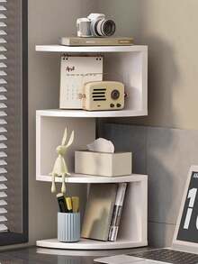 1pc Wall Mounted Corner Shelf Unit, No Drilling Required, Wall Hanging Storage Rack For Bedroom, Living Room, Bathroom, Kitchen (Carbonized Black), Rustic Style Wooden Wall Mounted Corner Shelf, Suitable For Bathroom, Kitchen, Bedroom Or Living Room (Deep Carbonized Black) - 黑色 - 查看 9