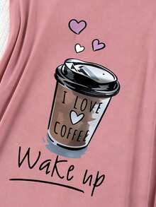 3pcs Valentine's Day Gift Set: Cute Cartoon Print Ruffle Trim Women Knitted Camisole Nightgown Sleepwear Set - Multicolor - View 5