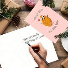 1Pc Creative Fun Anniversary Card For Girlfriend Boyfriend Last Chicken Nugget Confession Couple Valentines Day Card Includes Card Envelope Perfect For Holiday Birthday Apology Card Postcard Thank You Card Gift For Friends Classmates And Family Daily Dating Valentines Day Halloween Christmas Thanksgiving - Đỏ - Xem 2