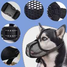 Reflective Mesh Dog Muzzle,Adjustable Muzzle 9.4"-11" Snout Circumference,Soft Breathable Muzzles Allows Panting And Drinking - Black - View 3