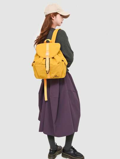 Mochila con solapa con cordón, de tela suave y ligera, adecuada para ir y venir del trabajo, estudiantes, viajes de corta distancia, uso diario y viajes