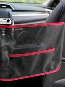 1pc Extra Large Canvas Car Storage Bag, Backseat Organizer Bag With Multiple Pockets And Mesh Compartments, Ideal For Storing Phones, Documents, Tablets, Magazines, Snacks, Kids Toys, Travel Essentials, Road Trips, Commuting, Business Travel - Multicolor - View 18