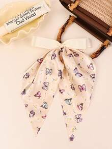 1件优雅缎带印花撞色拼接蝴蝶结发夹配饰，女士适用 - 彩色 - 查看 1