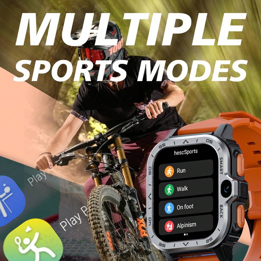 LOKMAT APPLLP 4 MAX 智能手表，配备 2.02 英寸高清屏幕、高清双摄像头，兼容安卓和 iOS 系统，支持 2G/3G/4G/5G SIM 卡，支持独立通话、移动数据、Wi-Fi、APP 通知、提醒、第三方应用下载，运行安卓系统。 - APPLLP 4 MAX - 查看 1