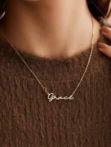 1pc Customizable Simple And Fashionable Name Necklace, Stainless Steel Jewelry, Gold Necklace And Silver Necklace, Elegant Name Necklace, Name Necklace, Customized Necklace, Charm Necklace, Women's Jewelry, Men's/Women's Necklace, Year-Round Gift For Friends And Family, Personalized Gift, Women's Exquisite Necklace, Customizable Name Necklace, Birthday Gift, Anniversary Gift, Christmas Gift, Etc. - Multicolor 4 - View 7