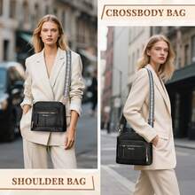 Rossbody Bags For Women Waterproof Leather Crossbody Purses Shoulder Bag Handbags Cross Body Purse Travel Purse - 黑色 - 查看 8