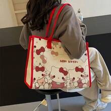 SANRIO Sac à bandoulière de haute qualité motif chat, sac fourre-tout en canevas grande capacité pour étudiant, sac à main de navetteur, sac organisateur essentiel pour l'extérieur pour femmes - Multicolore - Voir 8