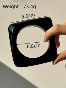 1件象牙色不对称树脂手链，厚款手链，饰有三角形、六边形和齿轮形状，复古优雅女士饰品，秋冬季款 - 彩色 - 查看 7