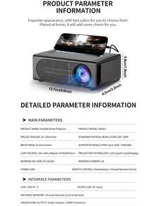 1台M200S便携式迷你投影仪，320*240P分辨率 | 有线手机投屏 | USB/SD/AV/HD/Type-C接口 | 适用于家庭、聚会、办公室、旅行、户外电影投影 | 无内置系统 | 附赠5V 2A适配器 - 黑色 - 查看 12