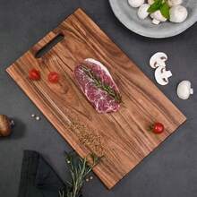 Acacia Wood Cutting Board - Ideal For Meat, Cheese, Bread, Vegetables & Fruits | Food- Kitchen Essential With Serrated Edge & Handle | Perfect Mother's Day Gift For Home Chefs, Multipurpose Kitchen Tool, Elegant Design, Kitchenware - Brown - View 4