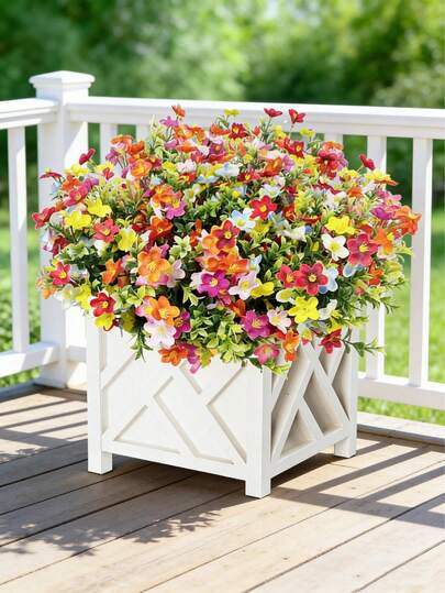 2/4 Bunches Artificial Multicolor Spring Flower Bouquet - UV-Resistant Fake Flower Stems For Home Indoor Vase, Coffee Table Decor, Outdoor Planter, Basket Decoration