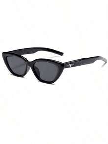 1 Pair Retro Oval Fashionable Fashion Glasses, Extremely Cool. This Stylish Fashion Glasses Is Made Of PC Material, Windproof And High Quality. The Oval Frame Design Is Unique, Both Fashionable And Slimming. Loved By Internet Celebrities. - Black - View 5