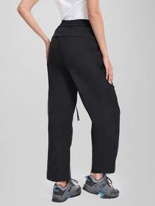 CZRLHYT Women'S Waterproof Outdoor Hiking Cargo Pants Loose-Fit Straight-Leg Softshell Trousers Windproof Umbrella Pants For Trekking Camping Jogging Casual Wear Tights - Black - View 4