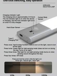 30-40厘米 1100mAh 长款橱柜下无线超薄智能感应LED灯条，磁性自粘可充电橱柜衣柜酒柜灯条，适用于鞋柜、玄关、展示柜、橱窗、卧室、走廊、过道、抽屉等。 - 8132衣櫃燈-ZT - 查看 9