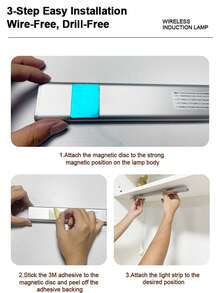 30-40厘米 1100mAh 长款橱柜下无线超薄智能感应LED灯条，磁性自粘可充电橱柜衣柜酒柜灯条，适用于鞋柜、玄关、展示柜、橱窗、卧室、走廊、过道、抽屉等。 - 8132衣櫃燈-ZT - 查看 12