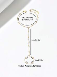 1件套简约心形珍珠锆石可调节手链戒指套装，时尚饰品，适合日常佩戴和派对场合 - 手指鏈 - 查看 6