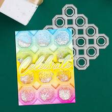 创意网格金属切割模具，DIY剪贴簿相册和压花模板，贺卡制作工具，卡片纸切割工艺品，礼品卡制作模板模切。 - 銀色 - 查看 4