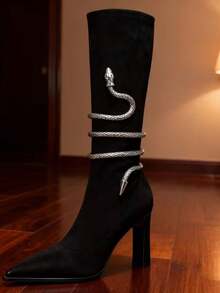 1pc Exaggerated Multi-Function Body Chain, Snake Wrapped Necklace, Y-Shaped Necklace, Wrapped Bracelet, Adjustable Unique Body Chain - Silver - View 7