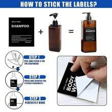 3个500毫升/16.9盎司可重复灌装塑料泵瓶，含标签，可重复用于洗发水、沐浴露、化妆品、浴室淋浴用品容器 - 棕色 - 查看 6