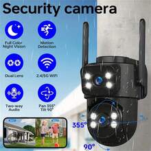 Wifi Surveillance Camera 2K 4MP Dual Lens Wireless Outdoor Security PTZ IP Cameras AI Human Detect CCTV Camera 4X Digital Zoom - Multicolor - View 1