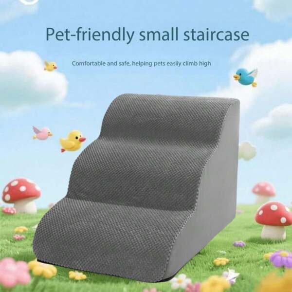 1pc Plush Warm Pet Stair Ramp, Elderly/Small Dog Assistance Ladder, Protect Every Step, Easy Up And Down, Love Lasts Longer. Sofa Bed Dog Steps, Washable Sponge Pet Stairs For Sofa, Bed, Teddy, Small Pets