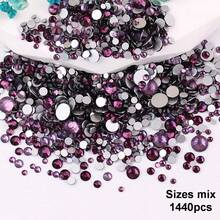 SS6 2MM-SS30 6.4MM, 7 Sizes, Non-Hot Fix, Adhesive Round Flat Bottom Glass Crystal Rhinestones, Multi-Color Crystal Gemstone Jewelry Beads DIY Glass Stone Diamond Design Accessories, Glitter Nail Art Stickers Decoration, Suitable For Phone Cases, Clothes, Bags, Shoes, Crafts - Multicolor - View 72