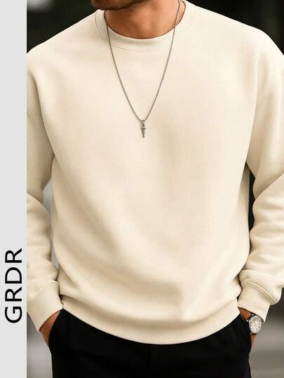  GRDR Men's Casual Solid Color Pullover Crew Neck Sweatshirt