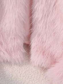 Girls' Pink Faux Fur Long Sleeve Jacket, Fashion Autumn/Winter Faux Fur Coat For Girls - Baby Pink - View 5
