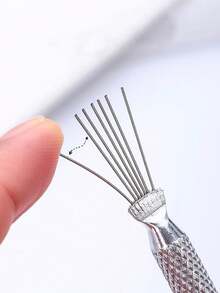 7针美甲勾线笔，美甲工具，条纹美甲绘图笔，银色不锈钢手柄，可弯曲针头，超细线条美甲刷，蜘蛛胶美甲工具，美甲线条绘制工具，美甲用品，美甲工具，美甲艺术工具，返校季，美甲，美甲工具（适用于贴片式美甲） - 銀色 - 查看 4