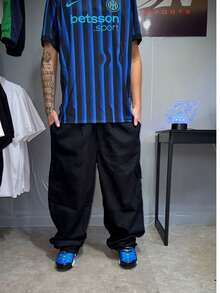 Dazzling Original Black Cargo Pants - Wide Leg Twill Streetwear Jeans - màu đen - Xem 2