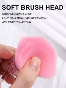 1pc Flower-Shaped Nail Dust Cleaning Brush With Acrylic Crystal Handle - Soft, Fluffy Gradient Bristles Remove Nail Dust Or Can Be Used As A Makeup Brush Tool - Suitable For Home Salon And Professional Nail Tool Use. Nail Supplies - Multicolor - View 4