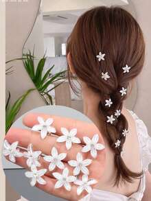 10 chiếc kẹp tóc hình hoa pha lê đáng yêu, phụ kiện trang trí cho nữ, trang phục đi nghỉ mát, phong cách dự tiệc, bộ phụ kiện tóc, phụ kiện đội đầu, phụ kiện tóc cho nữ, kẹp tóc, phong cách Boho. - Hoa màu trắng - Xem 4