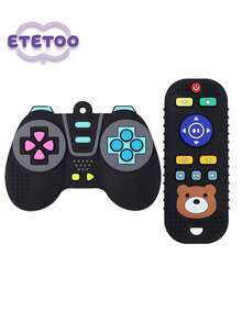 2pcs Silicone Game Controller Teethers, Montessori Teething Toys, Educational Chewing Toys For 6-12 Months Babies - Multicolor - View 8