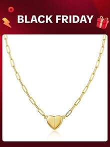 1pc 14K Plated Heart Shape Pendant Magnetic Necklace For Women Dainty Fashion Choker Necklace Jewelry
