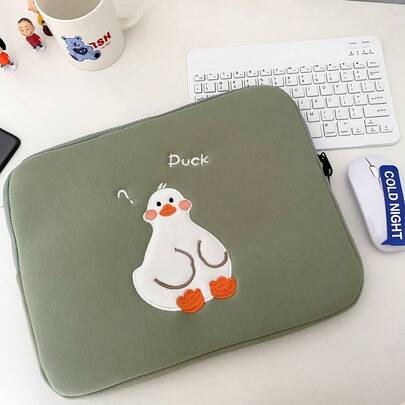 Cute Duck Pattern Laptop Sleeve, Fashionable Lightweight Protective Case For 11/13/14/15.6 Inch, Unisex Design
