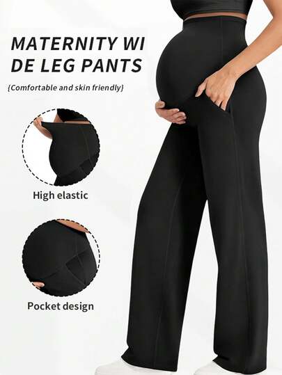 1-PC Women's Maternity Pants, Featuring Pockets, Are In A Simple And Pure Black Color. They Adopt An Elastic Waistband Design That Won't Oppress The Abdomen, And The Double-Pocket Design Is Convenient For Carrying. They Are An Excellent Choice For Yoga, Sports, Jogging, Fitness, And Other Activities Spring