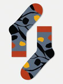 1/5 Pairs Unisex Couple Plant Leaf Graphic Art Design Breathable Cotton Crew Socks, Suitable For Travel, Home, Office, Holidays, Gift - Multicolor - View 22