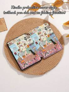 Kingsung Cute Animal Pattern Tablet Protective Case, Suitable For IPad 9.7/10.2/10.5/10.9/12.9/Pro 11 (10th Gen), Galaxy Tab S6 Lite 10.4", Kindle Paperwhite (12th Gen, 2024 Release), Kindle (11th Gen, 2022 Release), Soft Shock-Proof, Smart Stand/Auto Wake/Sleep Function - Multicolor - View 10