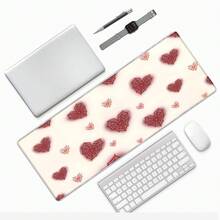 1pc Dark Chic Red Spider Heart Mouse Pad, Personalized Mesh Heart Desk Mat, Large Non-Slip Office & Gaming Keyboard Pad - Rectangle - View 3
