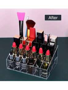 1pc Transparent Lipstick Storage Box, Plastic 24-Slot Lipstick Holder, Cosmetic Organizer Display Case, Acrylic Desktop Display Stand, Suitable For Home, Room And Dorm - Multicolor - View 5