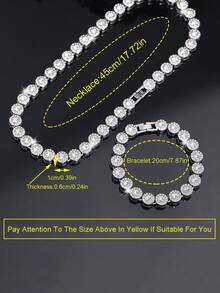 2pcs Heart-Shaped Cuban Link Necklace Set, Unisex, Hip-Hop Style Neck Chain Set, Luxury Jewelry Set, Suitable For Valentine's Day, Birthday, Daily Wear And Parties