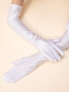 1 đôi găng tay dài nữ màu trơn, chất liệu lụa sữa co giãn, thích hợp cho các bữa tiệc trang trọng. - Nhiều màu - Xem 9