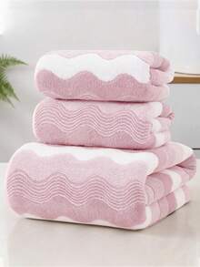 1条/2条装现代简约珊瑚绒浴巾，超柔软吸水，特大尺寸，速干，不掉毛，桑拿浴巾，高品质，轻便，客用毛巾，送给伴侣的最佳礼物，毛巾尺寸：34*75厘米，浴巾尺寸：70*140厘米 - 彩色 - 查看 2