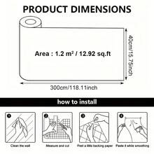 1卷（40*300厘米/15.74*118.11英寸）3.5毫米厚3D木纹自粘壁纸 - 加厚网格图案，直纹对花设计，适用于客厅电视背景墙和装饰墙面，易撕易贴，现代家居装饰，表面光滑 - 彩色 - 查看 6