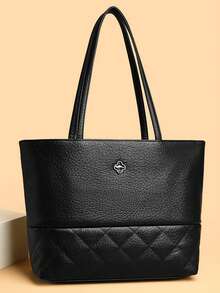 KAIDIFEINIROO Authentic High-Quality PU Leather Women's Shoulder Tote Bag, New Luxury Designer Large Handbag, Women's Brand Shopping Bag - Black - View 3
