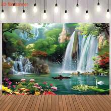1pc 2D Flat Hanging Tapestry - Waterfall Landscape Art Nature Scene Background, Suitable For Home And Party Decor, No Power Needed, Universal Holiday Decoration, Can Be Used As Prop For Room, Garden, Photography Studio