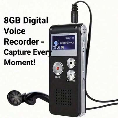 Digital röstinspelare - Typ-C-laddning, Multifunktionell, Stöder MP3-uppspelning, Tydlig inspelning, Lämplig för studenter, lärare och journalister