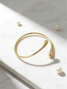 Minimalist Water Drop Metal Arm Cuff - Women's Open Bracelet For Daily, Parties & Gatherings - 金色 - 查看 2