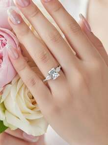 1pc Women's Wedding Ring, Lili Song Ring, 2.3g 925 Sterling Silver, 2 Carat Moissanite, Bohemian Palace Style, Engagement, Wedding, Anniversary, Valentine's Day Gift, Comes With Moissanite Certificate And Elegant Gift Box - Silver - View 6